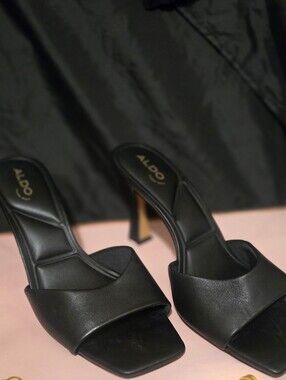 Ladies "Lisia" Black Slip-On Heeled Mules from ALDO. Black 9/10 worn 1x.